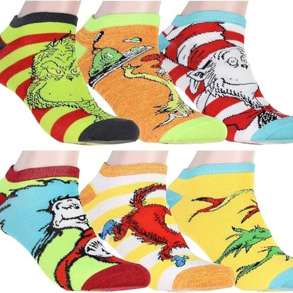 Bioworld Dr. Seuss No Show Socks 6 Pack - Picture 1 of 4
